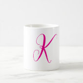 Mug Cadeau de mariage initiale lettre monogramme rose  (Centre)