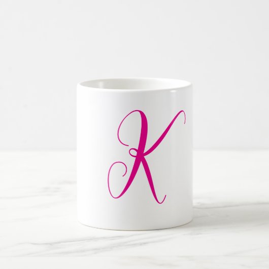 Mug Cadeau de mariage lettre initiale monogramme rose  (Centre)