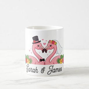 Mug Cadeau de mariage personnalisé de flamant rose pou