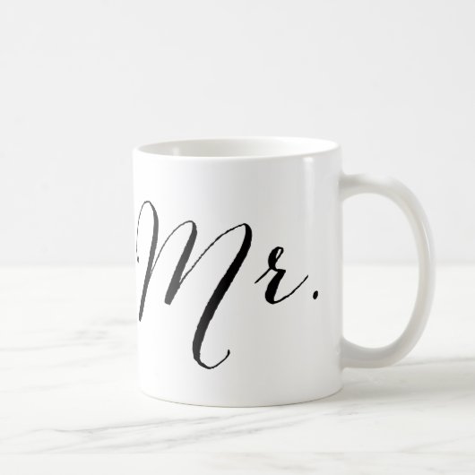 Mug Cadeau de mariage simple M. Script élégant pour ho (Droite)