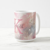 Mug Cadeau de monogramme de nom initial pastel aquarel (Devant droit)