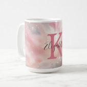Mug Cadeau de monogramme de nom initial pastel aquarel (Devant gauche)