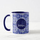 Mug Cadeau de monogramme initial élégant bleu gris (Gauche)