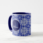 Mug Cadeau de monogramme initial élégant bleu gris (Devant gauche)