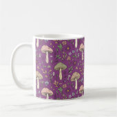 Mug Cadeau de motif sans couture de champignons violet (Gauche)
