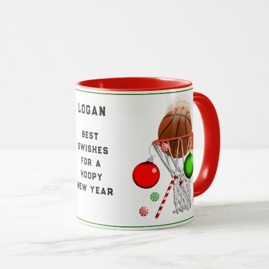 Mug Cadeau de Noël Basket-ball (Devant droit)