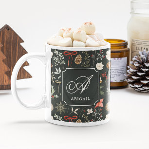 Mug Cadeau de Noël botanique hivernal festif