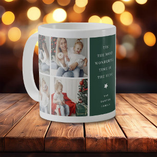 Mug Cadeau de Noël Collage de 4 Photos Moderne