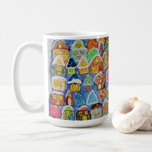 Mug Cadeau de Noël d'art populaire de village hivernal