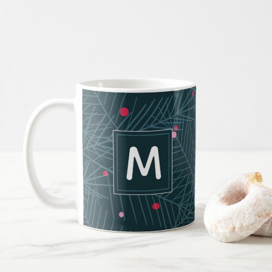 Mug Cadeau de Noël de Noël de Monogramme personnalisé (Avec donut)