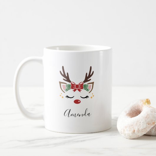 Mug Cadeau de noël de rennes pour elle (Avec donut)