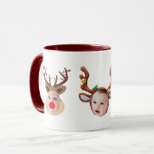 Mug Cadeau de Noël Enfants amusants Visages Maroon Caf (Devant gauche)