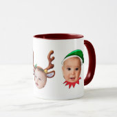 Mug Cadeau de Noël Enfants amusants Visages Maroon Caf (Devant droit)