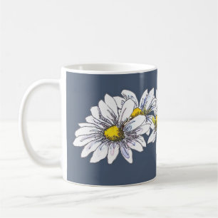 Mug Cadeau de Noël personnalisé Fleur de Daisy Aquarel