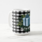 Mug Cadeau de Noël Plaid Buffalo | Bleu (Devant gauche)