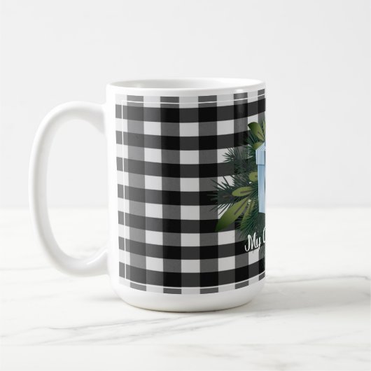 Mug Cadeau de Noël Plaid Buffalo | Bleu (Gauche)