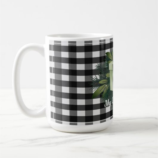 Mug Cadeau de Noël Plaid Buffalo | Vert (Gauche)