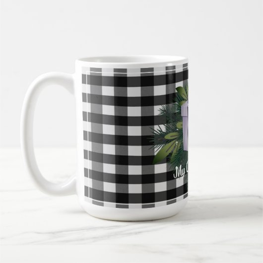 Mug Cadeau de Noël Plaid Buffalo | Violet (Gauche)