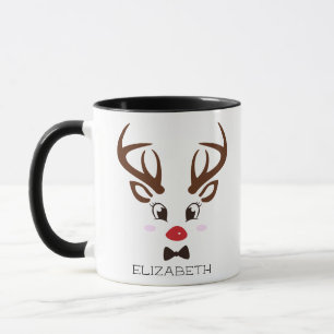Mug Cadeau de Noël Reindeer personnalisé visage noir
