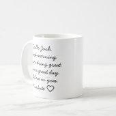Mug Cadeau de petit ami personnalisé, matin inspirant (Devant gauche)