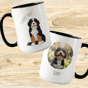 Mug Cadeau de photo de Bernedoodle personnalisé 'Je vo