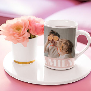 Mug Cadeau de photo de famille rose pastel moderne
