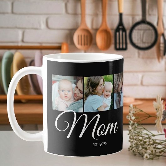 Mug Cadeau de photo noir 3 Script établi par maman
