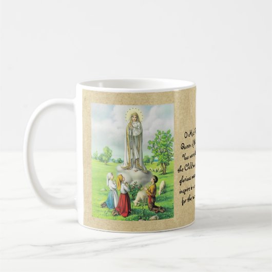 Mug Cadeau de prière de la Dame catholique de Fatima P (Gauche)