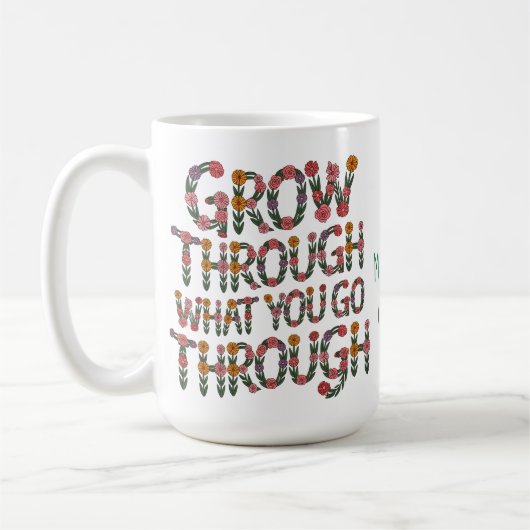 Mug Cadeau de professeur de typographie florale boho m (Gauche)
