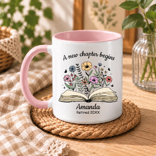 Mug Cadeau de retraite Floral Botanique Livre Ouvert C