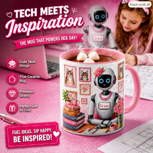 Mug Cadeau de robotique rose fille de technologie de r