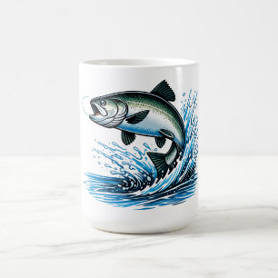 Mug Cadeau de saumon qui saute Splash pour l'art du pê