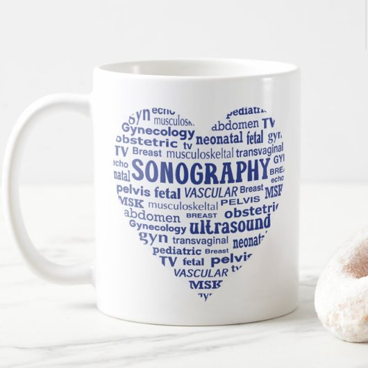 Mug Cadeau de sonographe à cœur bleu de spécialité de