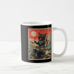 Mug Cadeau de style de groupe cool chat batteur vintag