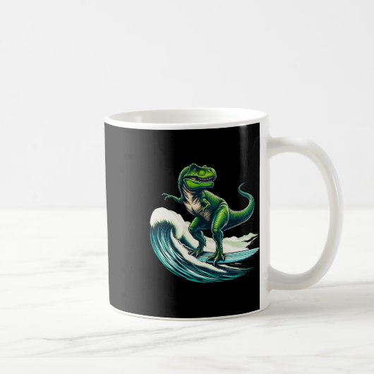 Mug Cadeau de surfeur de dinosaure T-rex pour H (Droite)
