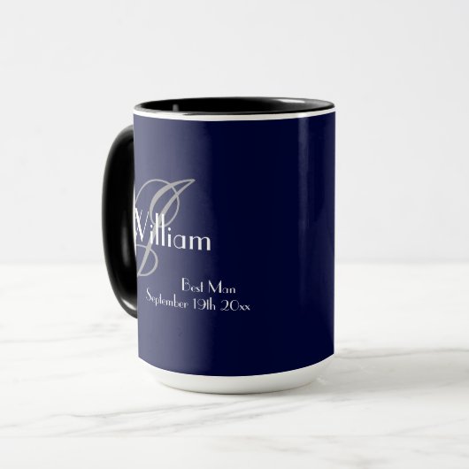 Mug Cadeau de témoin de mariage Moderne Monogramme + N (Devant gauche)