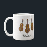 Mug Cadeau de violoncelle personnalisé<br><div class="desc">Mug cadeau de violoncelle personnalisé.  Le cadeau parfait pour un violoncelliste à l'occasion de leur anniversaire ou de Noël.  Ou comme un remerciement pour un professeur de musique.  Des cartes de voeux assorties sont également disponibles dans ce design élégant.</div>