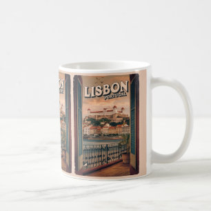 Mug Cadeau de voyage vintage Lisbonne Portugal vue sur
