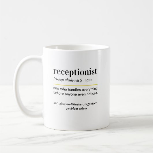 Mug Cadeau Définition d'Agent d'Accueil Drôle (Gauche)