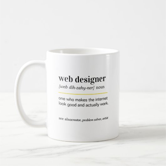 Mug Cadeau Définition de Concepteur Web (Gauche)