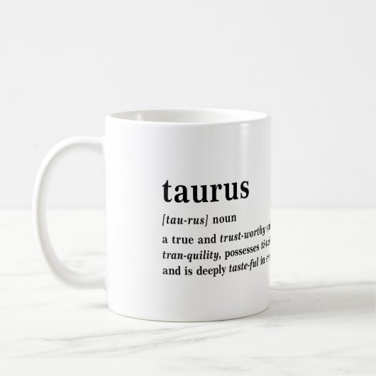 Mug Cadeau Définition Taureau Astrologie Esthétique (Gauche)