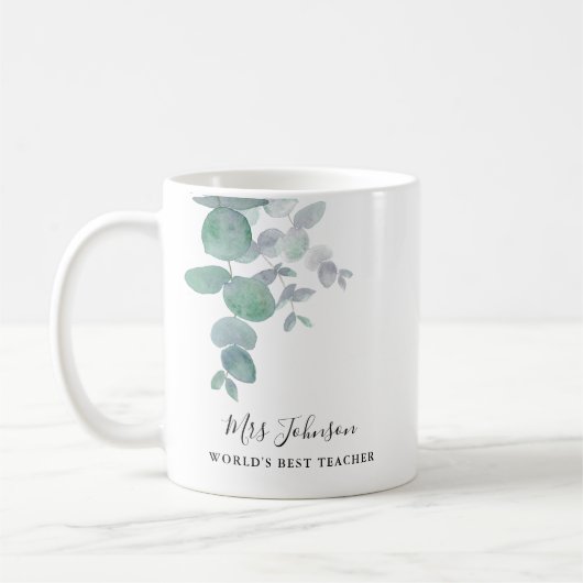 Mug Cadeau d'enseignant Eucalyptus Verdure (Gauche)