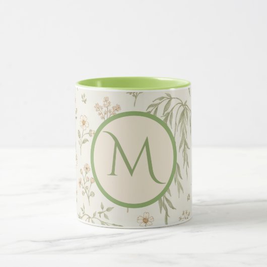 Mug Cadeau d'initiale de monogramme Boho Willow & Frai (Centre)