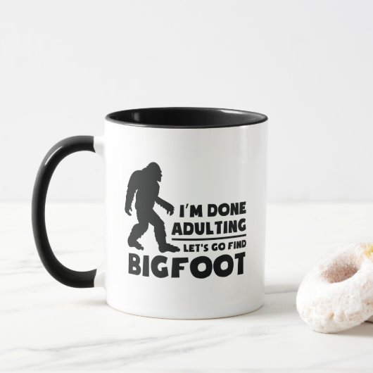 Mug Cadeau drôle Allons chercher Bigfoot (Avec donut)