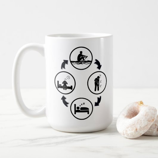 Mug Cadeau drôle d'aviron, Le cycle d'aviron (Avec donut)