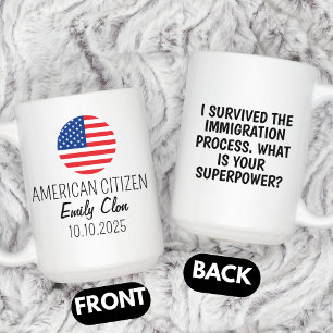 Mug Cadeau drôle de citoyenneté américaine personnalis