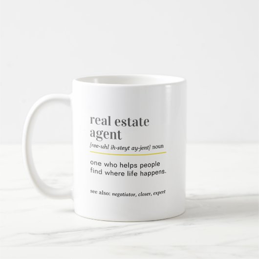 Mug Cadeau drôle de définition d'agent immobilier (Gauche)