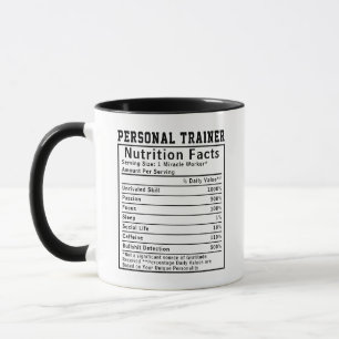 Mug Cadeau drôle de faits nutritionnels pour entraîneu