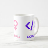 Mug Cadeau drôle de symbole de codeur masculin féminin (Devant droit)