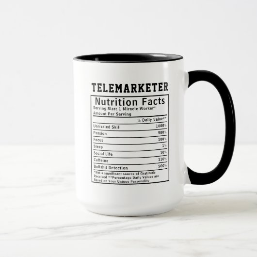 Mug Cadeau drôle d'équipe de vente de faits nutritionn (Droite)